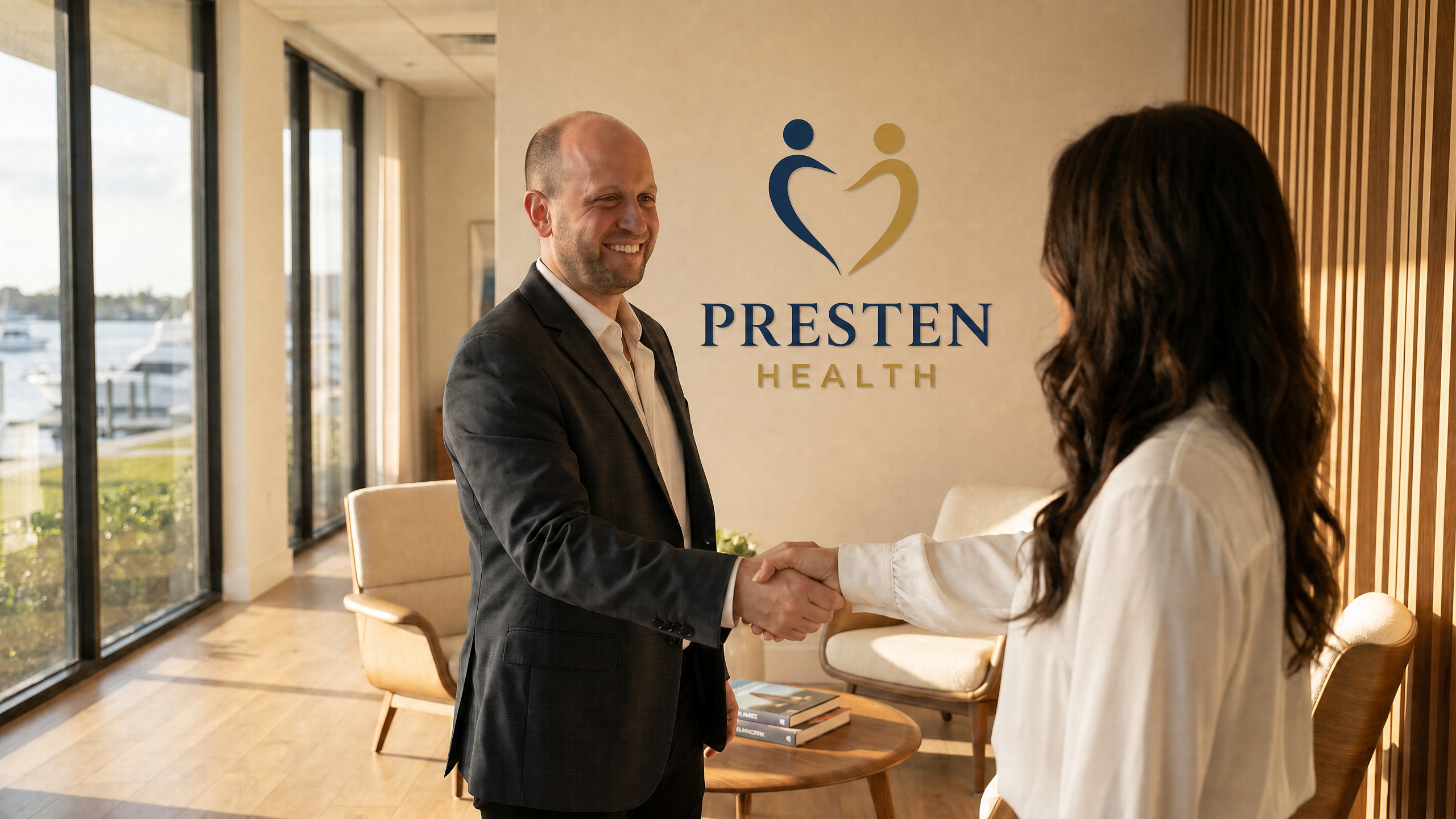 Dr. Roy Barski speaking with an adult in a warm medical-office setting